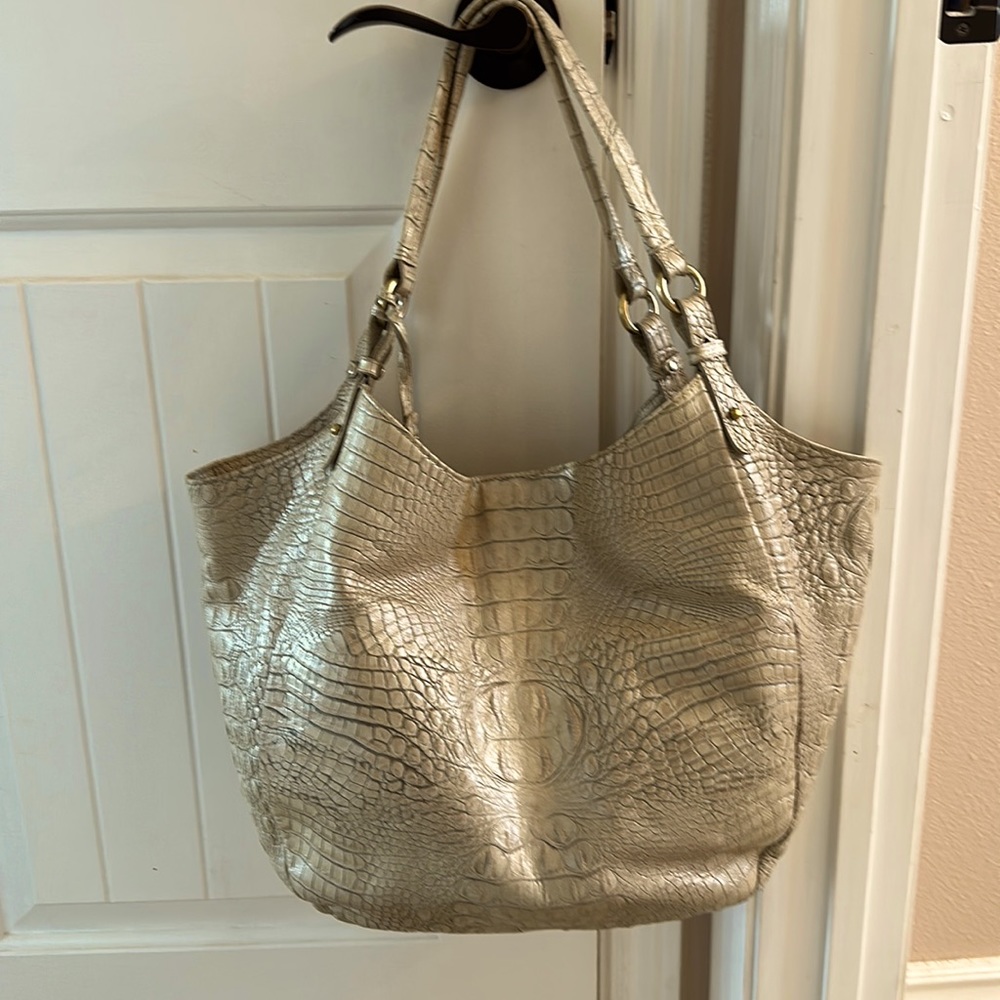 Stone gray brahmin hobo bag